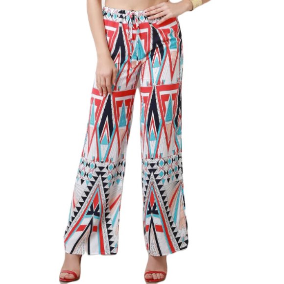 Black Bead Denim - BLACK BEAD Women's Multicolor Palazzo W/ Inner Shorts Wide Leg Pants Size Medium